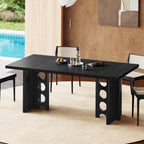 Dining Table for 4 People, Rectangle Kitchen Table with Elegant Design Legs, Modern Dining Room Tables for Small Space, Easy to Assemble, Pretty Sturdy, Heavy Duty (Black)