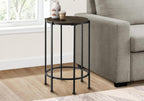 Monarch Specialties I 3756 Accent Table, End, Round, Side Table, Bedroom, Nightstand, Dark Oak, Black Metal