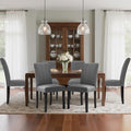 VECELO Upholstered Dining Chairs Set of 6, Modern Fabric and High Back & Solid Wood Legs, Parsons for Kitchen/Living Room- Dark Gray
