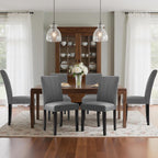 VECELO Upholstered Dining Chairs Set of 6, Modern Fabric and High Back & Solid Wood Legs, Parsons for Kitchen/Living Room- Dark Gray