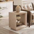 COZAYH Farmhouse End Table, Open Cube Accent Table with Geometric Frame, Modern Minimalist Side Table, Light Grey