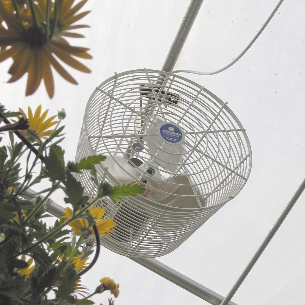 Schaefer VK24 Versa-Kool Deep Guard Greenhouse Air Circulation Fan - 24”HAF Wall Mount Fan w/T-shape Mount - Made in USA - 1/2 HP, 7860CFM - White