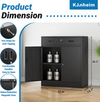 Metal Storage Cabinet, 36" Locking Steel Cabinet with 1 Drawers and 1 Adjustable Shelves for Garage, Home, Office, Kitchen (Black, 36" H x 28" W x 16" D)