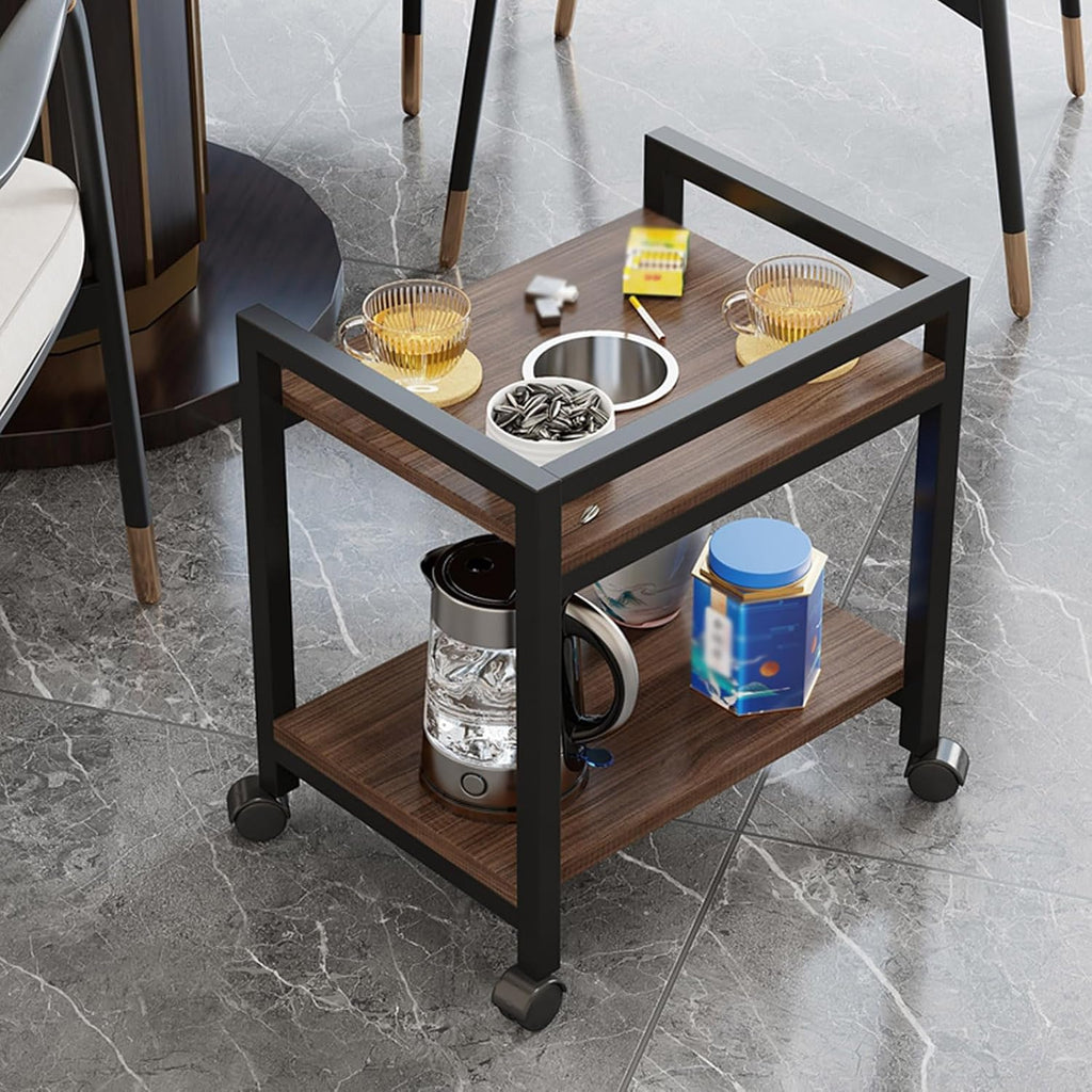 360° Rotating Small Side Table with Storage Rack, Movable Coffee Table with Railings and Removable Ashtray, Suitable for Living Room, Bedroom (Oak)