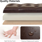 WUTUTUEE 47" Modern Water-Resistant Faux Leather Storage Ottoman Bench with Wooden Legs, Upholstered End of Bed Bench for Bedroom, Living Room or Entryway, Dark Brown