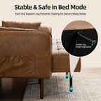 HALLYBEE 85" Futon Faux Leather Couch with Adjustable Armrests Brown | Futon Sofa Bed, Sleeper Sofa, Small Couch with Pillows, Side Pockets, Mid Century Modern, Living Room, Bedroom, Apartment