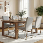Hommoo Dining Chairs Set of 4, Faux Leather Upholstered Kitchen Chairs, Padded Seat Armless Dining Room Chair with Metal Leg, Modern Dinner Chair for Restaurant Living Room Grey