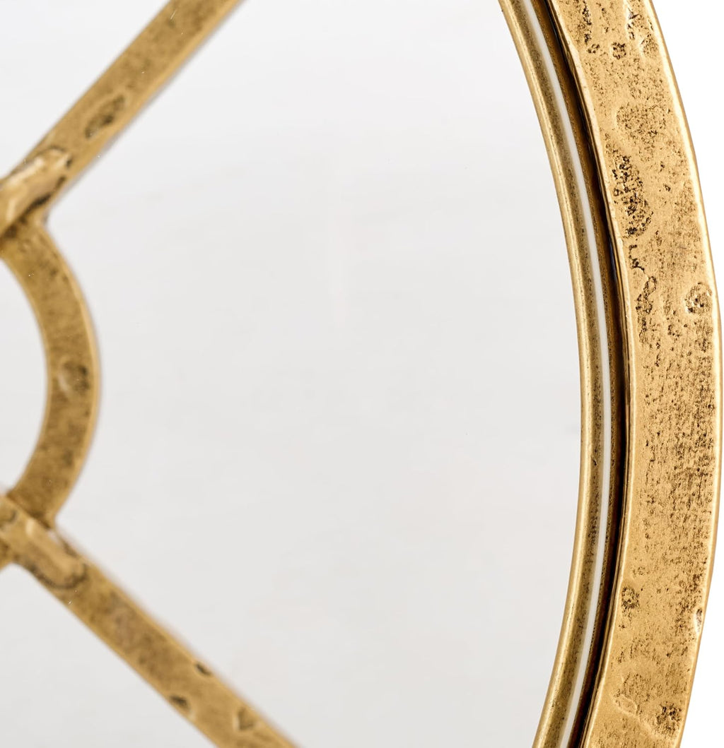 SAFAVIEH Couture Collection Tauri Brass Metal Glass Top Round Accent Table (Fully Assembled)