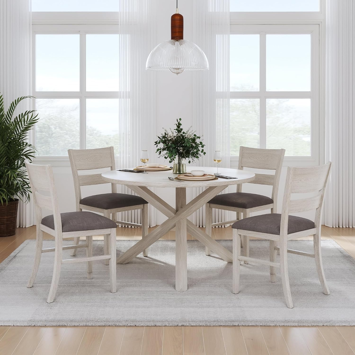 Peatuk Solid Wood Dining Chair Set of 2, Part of Dining Table Set, Mix and Match Table, Chair Sold Separately for Dining Room, Kitchen, Grey