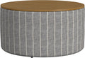 HomePop Modern Fabric Storage Ottoman with Wood Top - Midnight Gary Woven Stripe