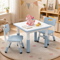 Takywep Kids Table & 2 Chairs Set, 23.6" Adjustable Desk, Anti-Slip, Grey | Rounded Edges, Multi Height Adjustment, Composite Wood Top, Anti-Slip Leg Pads