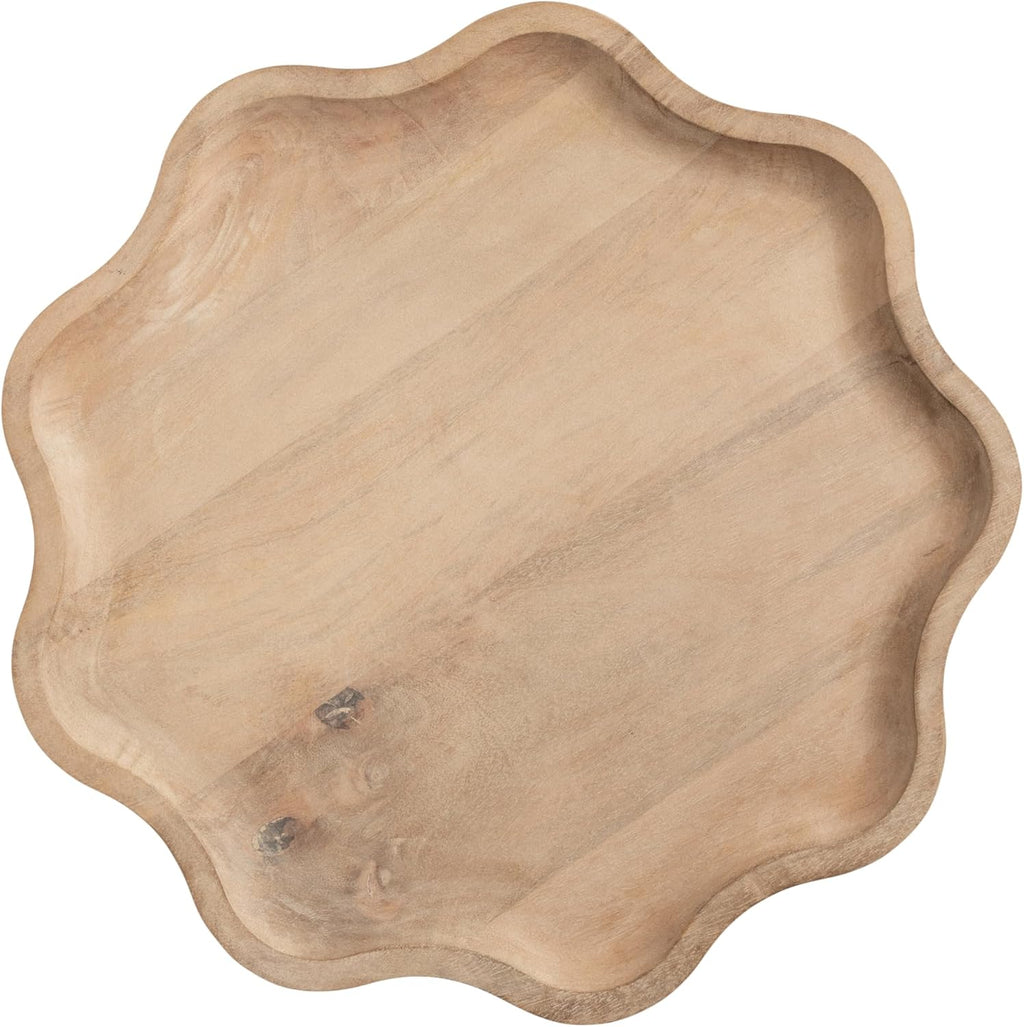 Kate and Laurel Alezar Modern Wooden Round Side Table, 15 x 15 x 22, Light Natural, Transitional Solid Wood End Table with Wavy Edge for Teen Bedroom Nightstand or Dorm Room Decor