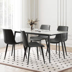 Dining Chairs Set of 4, Modern PU Leather Upholstered Dinner Chairs | Sturdy Metal Legs and Comfort Backrest, Armless Accent Side Chairs for Home Kitchen/Living Room/Restaurant (Dark Grey)