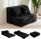 MAXYOYO Convertible Sofa Bed, Fold Out Sofa Couch with Pillow for Adults | Loveseat Sofa 4 in 1 Tufted Folding Couch Bed Foam Floor Couch, Lazy Chair for Living Room Bedroom Guest Room, Black