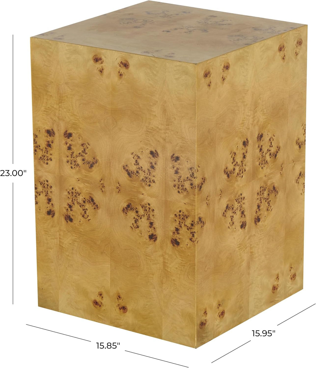 Deco 79 Wood Side End Accent Table Square Cube End Table with Wood Grain Patterns, Side Table 16" x 16" x 23", Brown