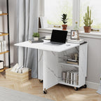 Folding Dining Table with Drawer,3-Tier Wine Cooler Storage and 2-Layer Metal Storage Rack-Extendable Drop Leaf Farmhouse Wood Kitchen Dining Room Tables Set for 4 (White and Black)