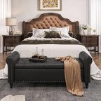 FiveWillowise 65" Bedroom Bench, End of Bed Bench with Storage, Black