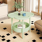 2-Tier Side Table with Removable Tray, Modern Small Coffee End Table for Living Room, Bedroom, Balcony, Indoor Outdoor Use (Black, One Size)