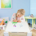 Teamson Kids - Wooden Multiactivity Table with Removable Tabletop for Storage | Reversible Tabletop, Storage Space