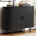 Buffet Cabinet with Storage, Fluted Sideboard Buffet with Sliding Door, Coffee Bar Cabinet with Adjustable Shelf, Console Table, Accent Table for Entryway, Kitchen (Black, 40 Inch)