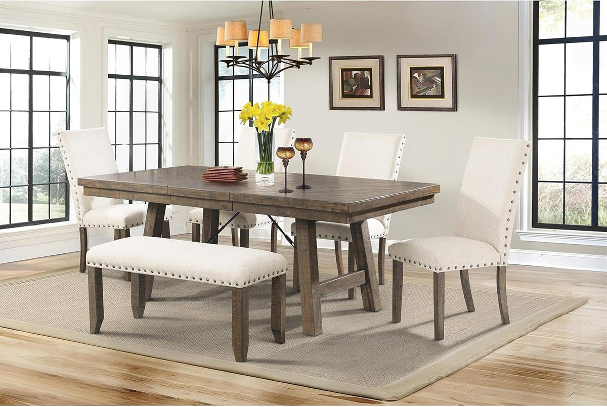 Picket House Furnishings Dex Bench in Smokey Walnut and Cream