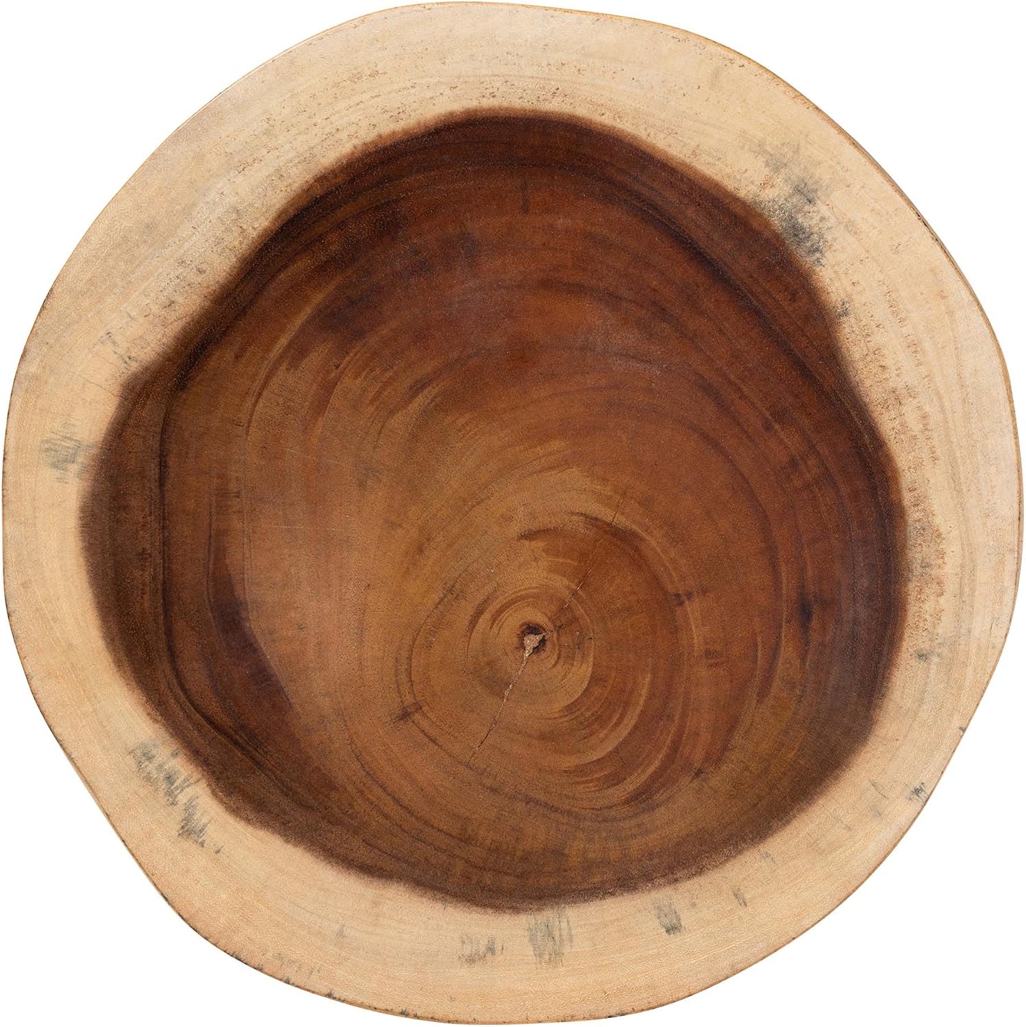 bali & pari Jia Suar Wood End Table - Handcrafted Side Table with Live Edge Round Top and Tapered Legs, Rustic Boho Accent Furniture for Living Room, Bedroom, or Patio