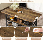 Tribesigns 62.99-Inch Kitchen Island with Storage, Kitchen Island Table with 2 Shelves and Large Worktop, Industrial Bar Table, Easy to Assemble, Rustic Brown (Stools Not Included)