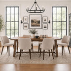 MALOL Dining Chairs Set of 6, Upholstered Fabric Kitchen Chairs with Curved Back, Padded Seat and Solid Wood Legs, Modern Dining Chair for Kitchen Dining Room, Camel