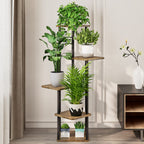 AZERPIAN 5 Tier Tall Plant Stand Indoor Corner Tiered Shelf Metal MDF Board