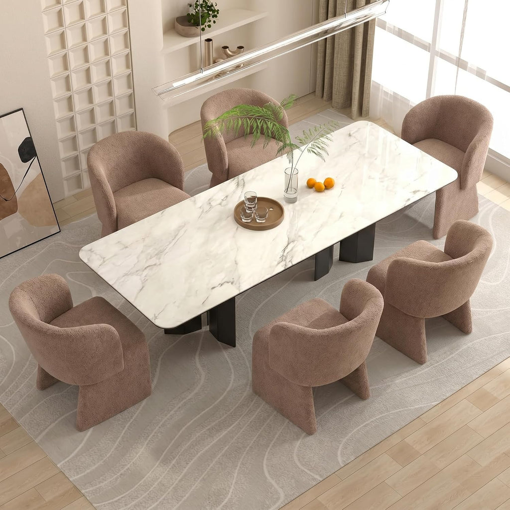 Homedot Upholstered Dining Chairs Set of 6, Modern Dining Room Chairs with Barrel Back, Accent Arm Chair for Dining Room, Living Room, Bedroom, Vanity, Brown