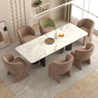 Homedot Upholstered Dining Chairs Set of 6, Modern Dining Room Chairs with Barrel Back, Accent Arm Chair for Dining Room, Living Room, Bedroom, Vanity, Brown