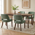 Usaint Wooden Dining Chairs Set of 4, Modern Upholstered Dining Room Chair Kitchen Chairs with Ergonomic Curved Backrest for Kitchen and Restaurant, Green