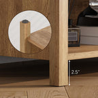 End Table with Drawer and 2 Tier Shelves, Wood Sofa Side Table for Living Room, Modern Nightstand Bedside Table for Bedroom, Small Console Table for Entryway, Hallway, Natural