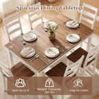 Giantex Dining Table for 4-6, 60" Rectangular Kitchen Table with Solid Rubber Wood Legs, Farmhouse Wooden Dinner Table for Dinette, Home Office, Living Room (Brown)