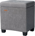 ABHENG Steel Frame Small Ottoman with Storage Footrest Gray UASND70G | 12.2" D x 16.1" W x 17.7" H, Hold 660 lbs, 48L Storage Capacity, Breathable Chenille, Removable Lid, for Dorm Living Room
