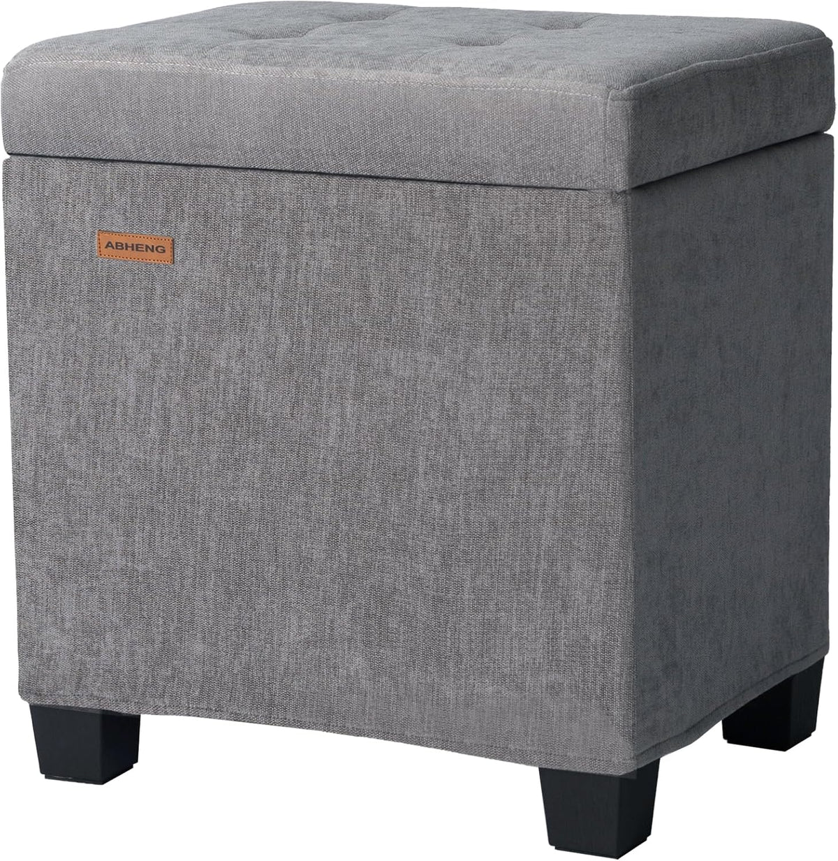 ABHENG Steel Frame Small Ottoman with Storage Footrest Gray UASND70G | 12.2" D x 16.1" W x 17.7" H, Hold 660 lbs, 48L Storage Capacity, Breathable Chenille, Removable Lid, for Dorm Living Room