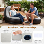 DORTALA Inflatable Chair with Ottoman, Portable Blow Up Single Air Sofa with Footstool, Cup Holder and Repair Patches, Indoor Outdoor Air-Filled Chair for Camping, Gaming