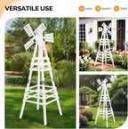 Wooden Windmill, Weather-Proof Wind Spinner, Outdoor Wind Mill for Garden Lawn Patio Decoration (White, Medium)