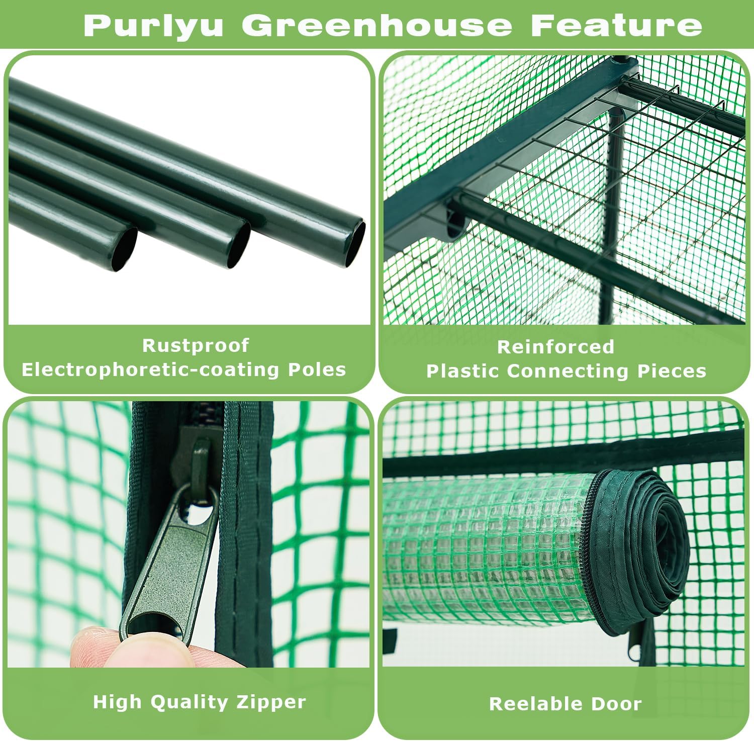 Mini Greenhouse for Indoor Outdoor,Plant Green House 4-Tier Rack Stand Portable Greenhouses with Durable PE Cover for Seedling, 2.5x1.6x5.2 FT Ideal Gardening Gifts for Women Men(PLGH704G)