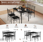 Vipbear Kitchen Dining Table Set for 4, 5-Piece Kitchen Table Set,Dining Room Table Sets,Rectangular Kitchen Table Set with 4 Chairs for Small Space, Dinette,Apartment,Rustic Black