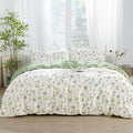 SAPHREAS Lavender Floral Duvet Cover Set Twin Size 2pcs Pink Purple Flower Green Branches Blossom Bedding Comforter Cover Set 100% Cotton 1 Duvet Cover 68"x90" 1 Pillow Sham, Comforter Not Included