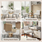 COLAMY Modern Dining Room Chairs Set of 4 with Mid Back and Wood Legs, Upholstered Kitchen Chairs for Dining Room/Living Room, Beige