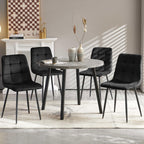 Homedot 5-Piece Round Dining Table Set for 4, 37-Inch Gray Kitchen Table with 4 Seated Black Dining Chairs Set for Apartment/Dining Hall, Compact Breakfast Nook Table Set