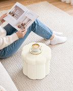 B FSOBEIIALEO Storage Ottoman Cube, 12.6" Ottoman with Storage, Cream White | Sunflower Shaped Footstool，Small Ottomans for Dorm , Faux Teddy Fur, Collapsible Folding Pouf Seat,Living Room, Entryway