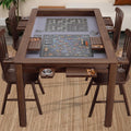 63" Solid Wood Board Game Table for Gaming/Dining, Removable Top | Gaming Table for 4–6 Players with 54" x 30.7" Play Area, Neoprene Play Mat, Leaf Storage Rack, 6 Cup Holders & Trays, Walnut
