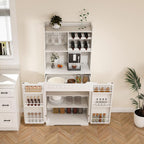 70.8" Tall Pantry Cabinet with Hutch, Sideboard Storage Cabinet with Drawer for Dining Room, Living Room, Wine Bar Cabinet for Liquor and Glasses for Coffee Bar, White
