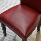Set of 2 Retro Dining Chairs, Upholstered Parsons Chairs with Wooden Legs & Faux Leather, Perfect for Kitchen, Dining Room & Café, Wine Red