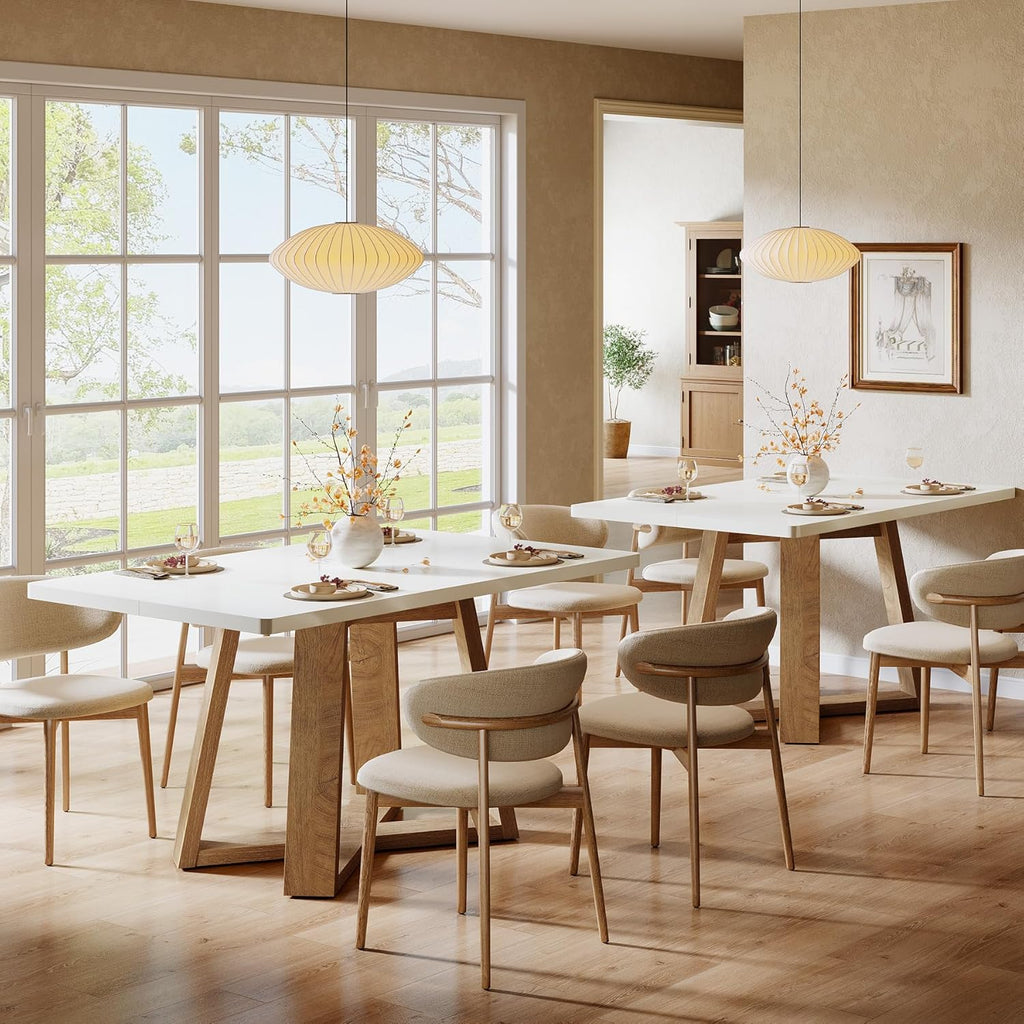 Tribesigns 47-Inch Dining Table for 4 People, Modern Kitchen Table with Wooden Legs, Dinner Table for Kitchen, Dining Room, Small Space, White and Brown