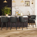 26" Counter Height Swivel Bar Stools, Set of 4, Black Grey | Faux Leather Upholstered Counter Barstools with Backs, Solid Wood Legs for Kitchen Island, Home Bar Chairs