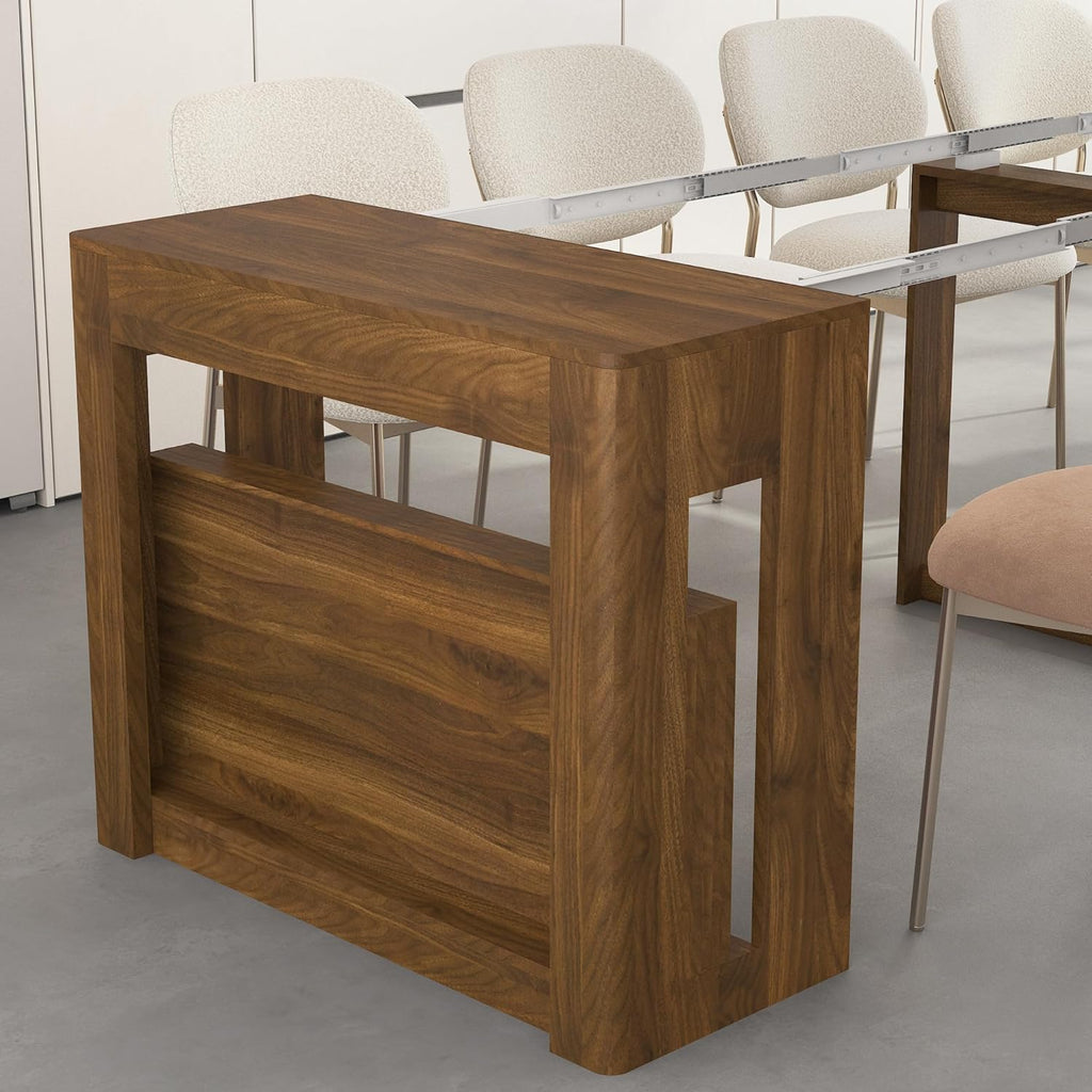 Extendable Dining Room Table for 1-10, 29.9"-108.7" Modern Farmhouse Wooden Long Large Rectangular Expanding Conference Kitchen Table for Party Weddings Meetings, Walnut